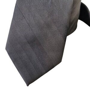 J Ferrar Black Monochrome Angled Texture Tie 100% Polyester Microfiber 2.5W x 59